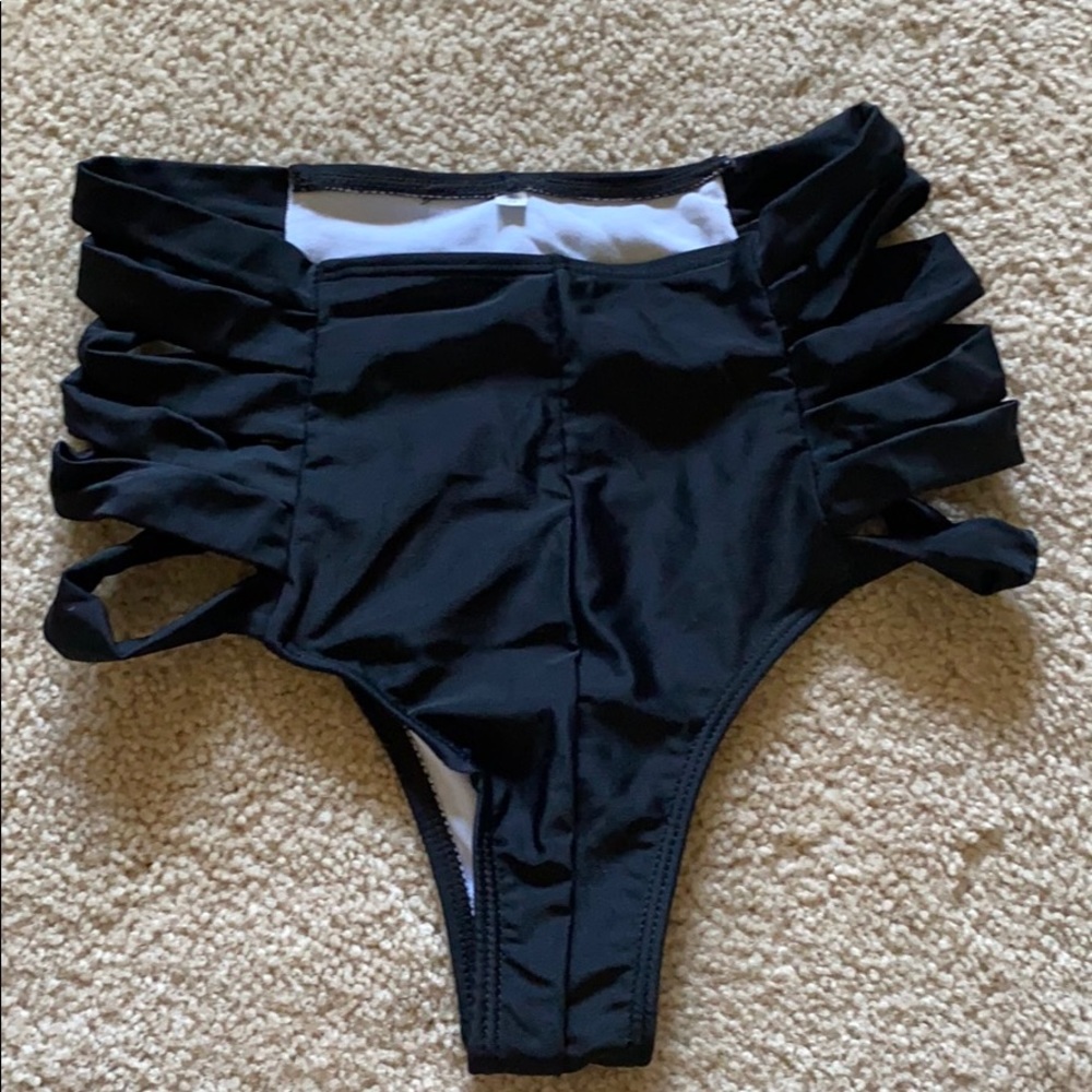 Black High wasted cheeky bathing suit bottoms